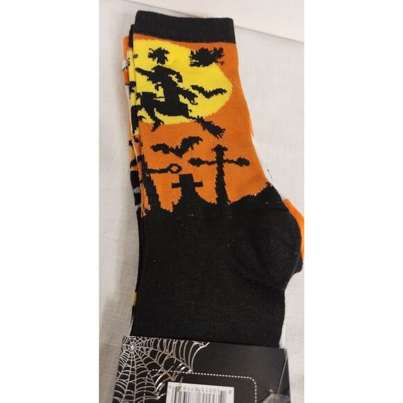 New Lebra Halloween Fashion Socks Size 9-11 Orange, White, Black - Picture 2 of 4